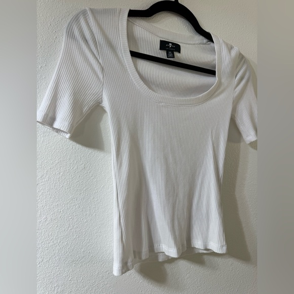 7 For All Mankind White Ribbed Top - Picture 3 of 4